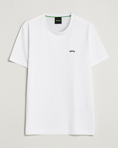 Men | BOSS GREEN | BOSS GREEN | Curved Logo Crew Neck T-Shirt Natural