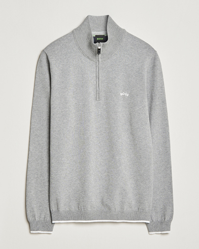 Men | BOSS GREEN | BOSS GREEN | Zallo Knitted Half Zip Sweater Light Grey
