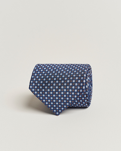 Men |  | E. Marinella | 3-Fold Printed Silk Tie Dark Blue