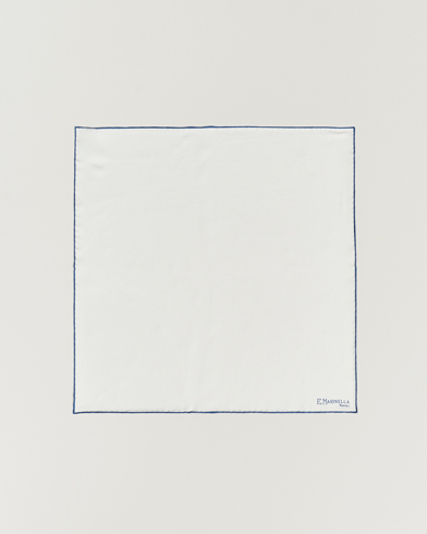 Men |  | E. Marinella | Silk Pocket Square White/Blue