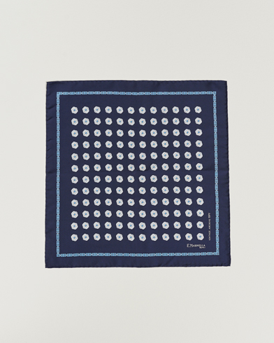 Men | Pocket Squares | E. Marinella | Printed Silk Pocket Square Navy