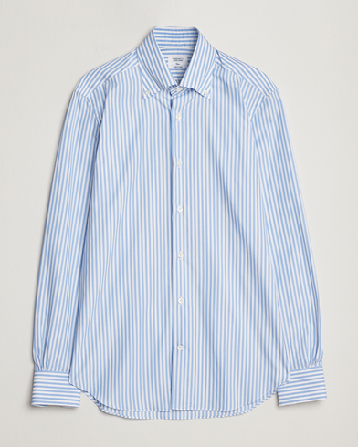 Men |  | Mazzarelli | Soft Button Down Striped Shirt Light Blue