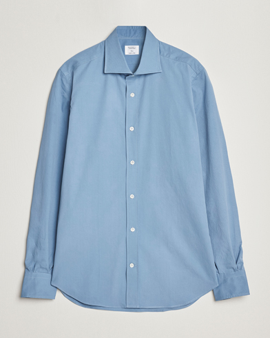 Men |  | Mazzarelli | Soft Twill Cotton Shirt Light Blue
