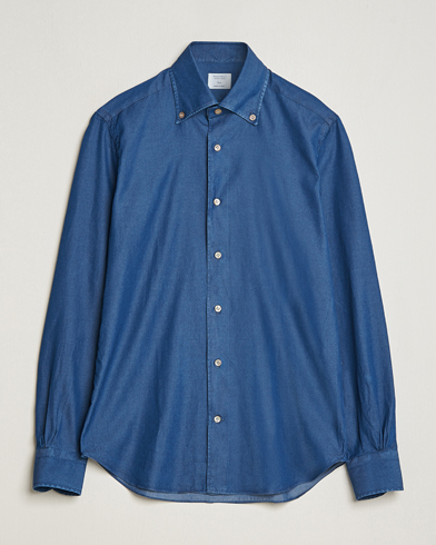 Men | Mazzarelli | Mazzarelli | Soft Button Down Denim Shirt Blue Wash