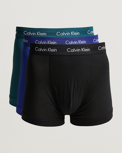 Men | Trunks | Calvin Klein | Cotton Stretch 3-Pack Trunk Blue/Black/Green