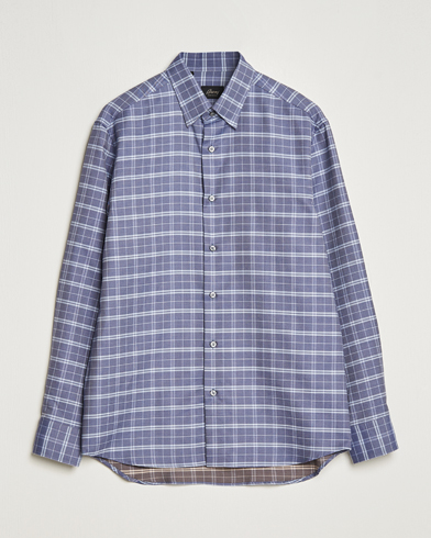 Men |  | Brioni | Slim Fit Check Flannel Shirt Dark Blue