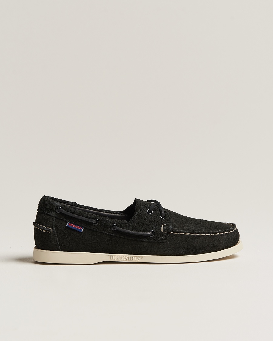 Sebago Docksides Suede Boat Shoe Black – Black