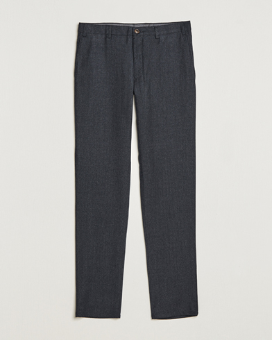 Men | Canali | Canali | Slim Fit Flannel Trousers Charcoal