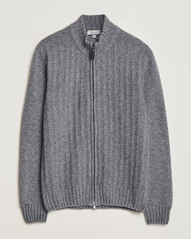 Men | Sweaters & Knitwear | Canali | Chunky Wool Cardigan Grey Melange
