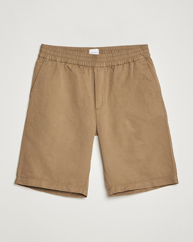 Men | Sunspel | Sunspel | Cotton/Linen Drawstring Shorts Dark Tan