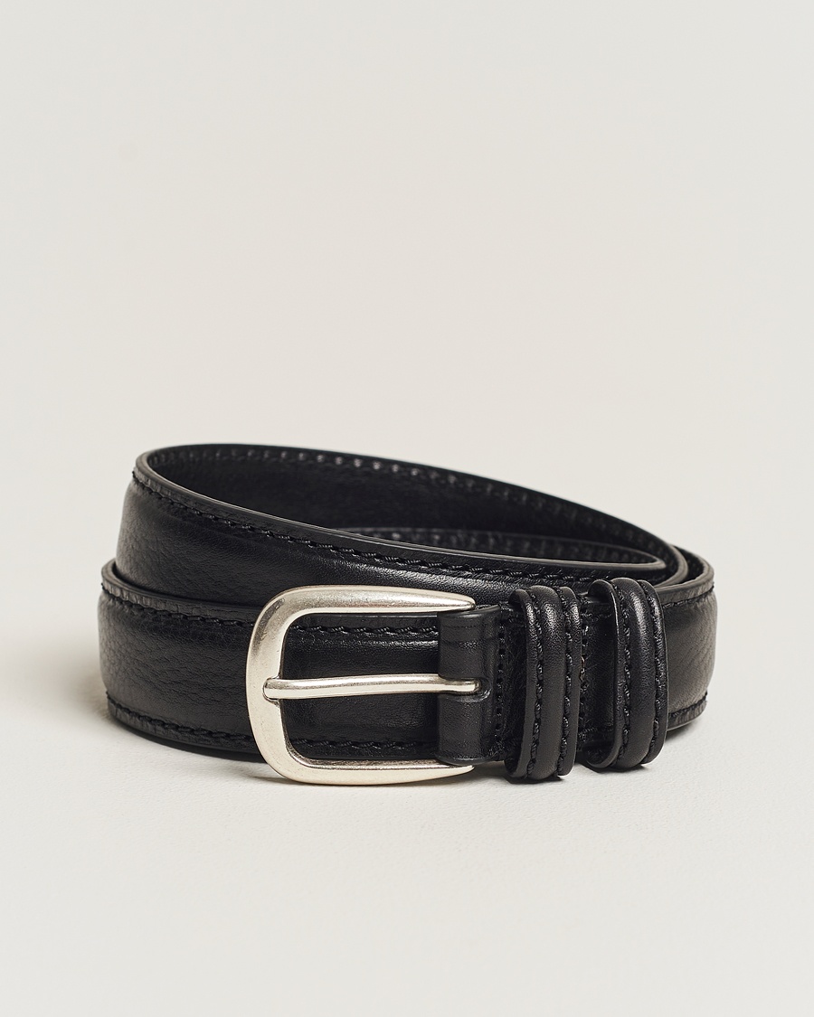 Anderson's Grained Leather Belt 3 cm Black – Black
