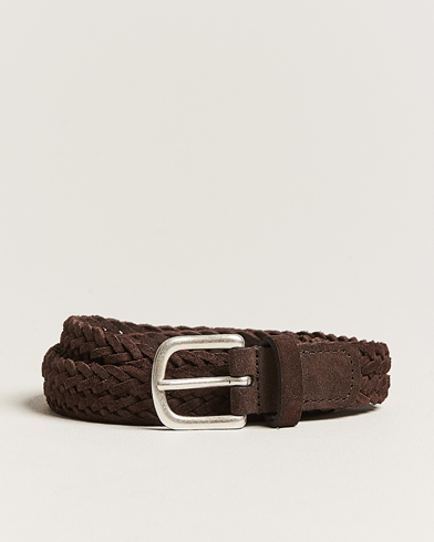Men | New product images | Anderson's | Woven Suede Belt 2,5 cm Brown