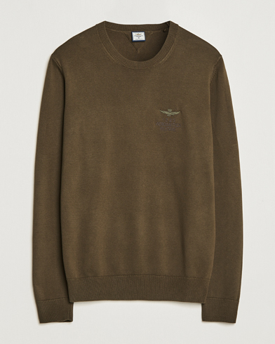 Men | Aeronautica Militare | Aeronautica Militare | Cotton Knitted Crew Neck Off Green