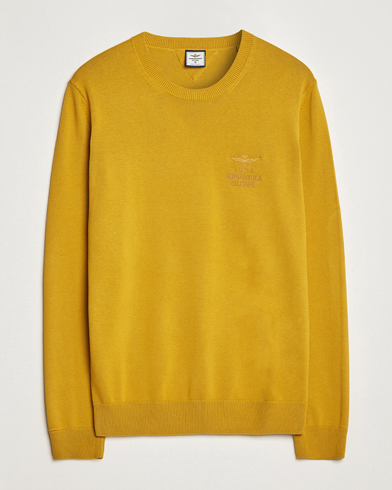 Men | Aeronautica Militare | Aeronautica Militare | Cotton Knitted Crew Neck Yellow