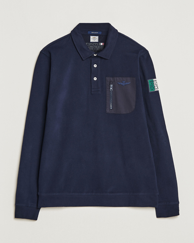 Men | Polo Shirts | Aeronautica Militare | PO1707 Long Sleeve Polo Dark Blue