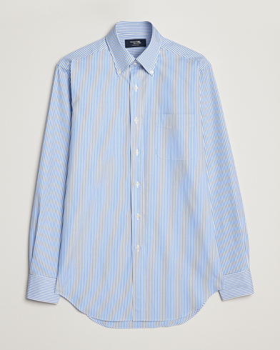 Men | Japanese Department | Kamakura Shirts | Slim Fit Oxford BD Shirt Blue Bengal Stripe