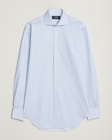 Men |  | Kamakura Shirts | Slim Fit Twill Spread Shirt Sky Blue Check