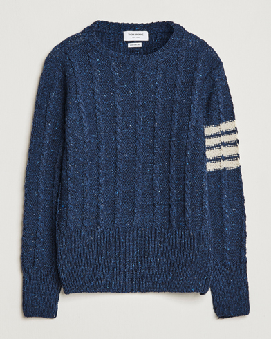 Men | Luxury Brands | Thom Browne | Donegal Cable Sweater Blue