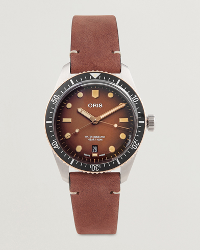 Men |  | Oris | Divers Sixty-Five 40mm Leather Bracelet Brown