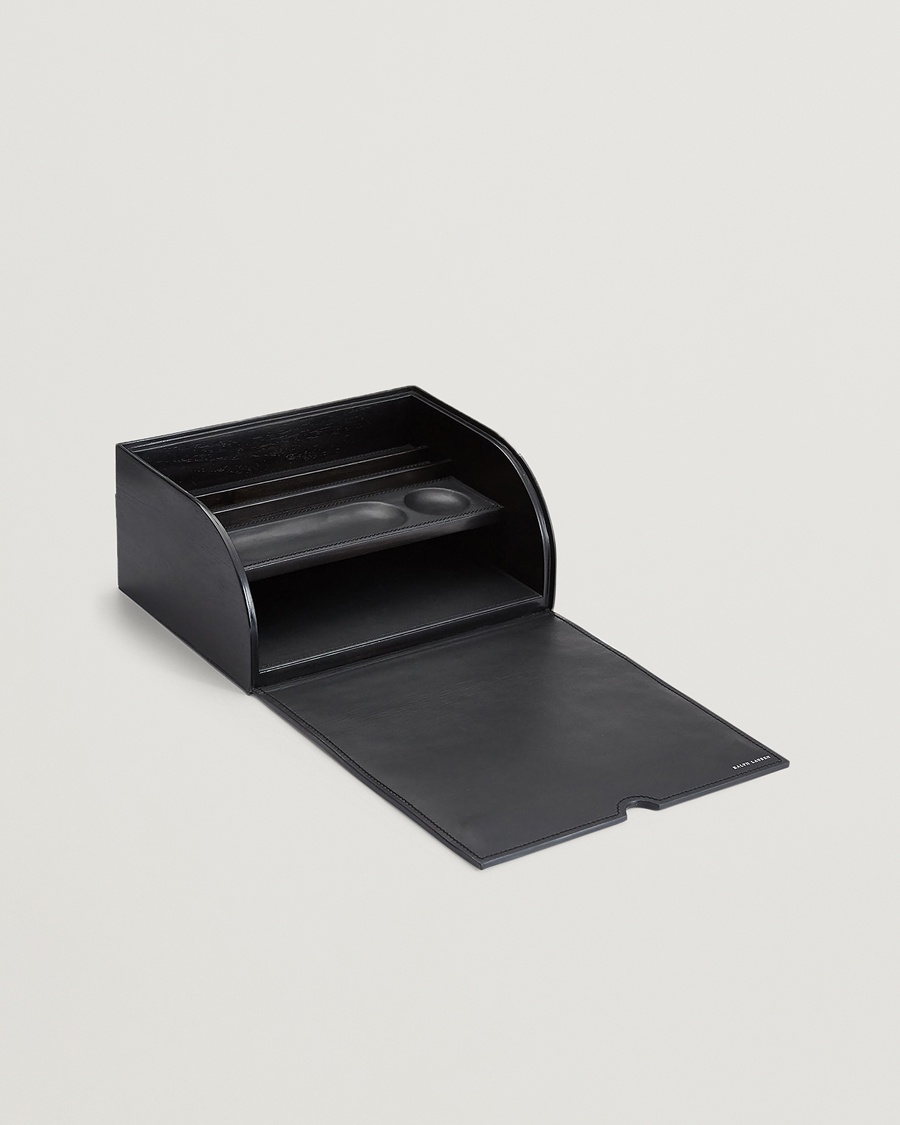 Ralph Lauren Home Brennan Leather Writers Box Saddle Black – Black