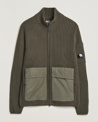 Men | Sweaters & Knitwear | C.P. Company | Heavy Knitted Lambswool Full Zip Olive