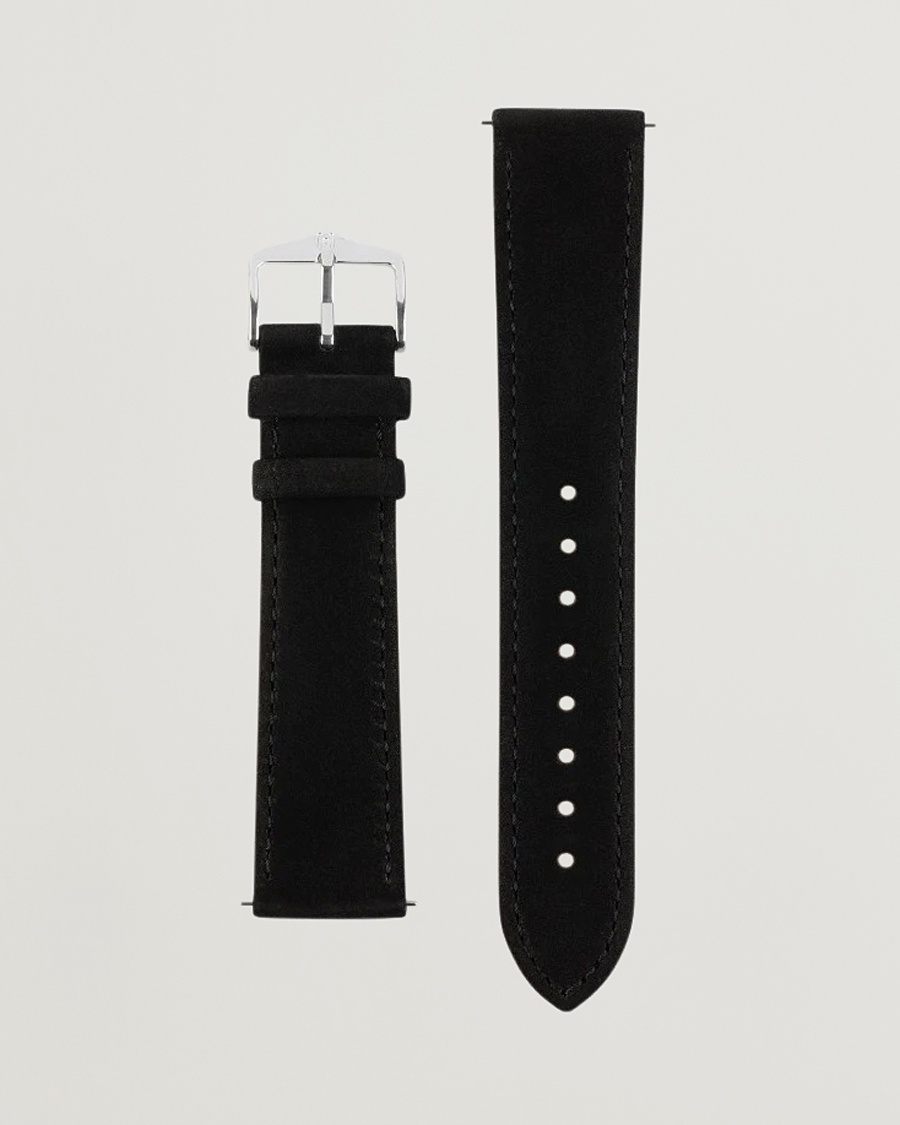 HIRSCH Osiris Calf Leather Nubuck Effect Watch Strap Black – Black