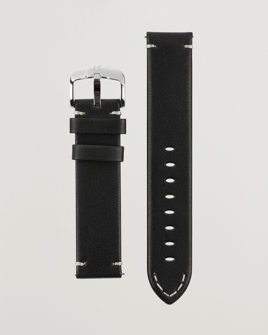 HIRSCH Ranger Retro Leather Watch Strap Black – Black