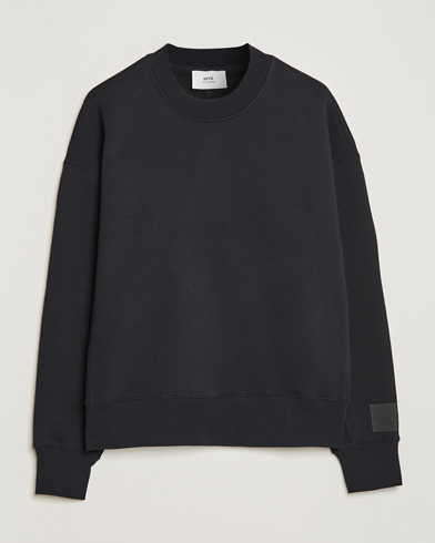 Men | Sweaters & Knitwear | AMI | Brushed Cotton Crew Neck Sweatshirt Black