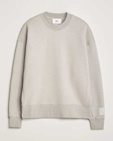 Men | Sweaters & Knitwear | AMI | Brushed Cotton Crew Neck Sweatshirt Pearl Grey