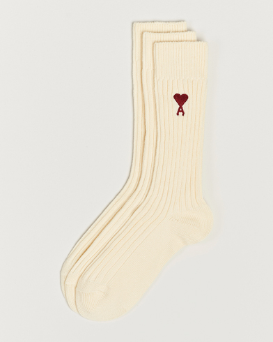 Men | AMI | AMI | 3-Pack Heart Logo Socks Off White