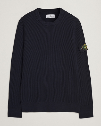Men | Knitted Jumpers | Stone Island | Rib Knitted Wool Sweater Navy Blue