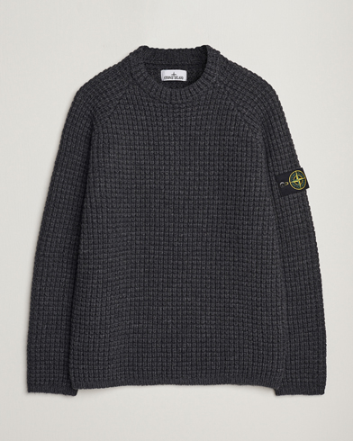 Men | Knitted Jumpers | Stone Island | Structured Knitted Pure Wool Sweater Melange Charcoal