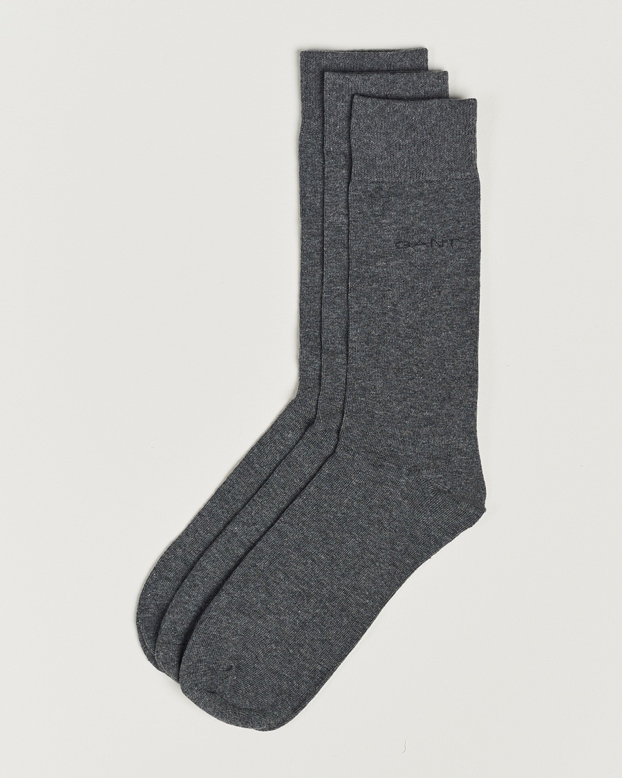 Gant 3-Pack Cotton Socks Charcoal Melange – Grey