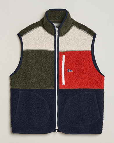 Men |  | Drake's | Colourblock Boucle Zip Fleece Vest Multi