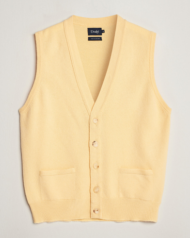 Men | Drake's | Drake's | Lambswool Vest Cardigan Yellow