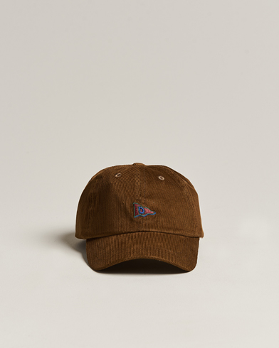 Men | Hats & Caps | Drake's | D Flag Logo Cord Baseball Cap Brown