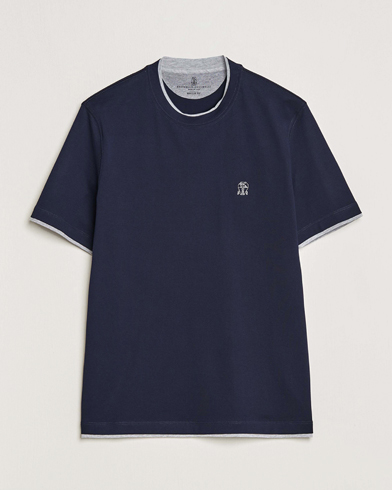 Men | Brunello Cucinelli | Brunello Cucinelli | Short Sleeve Logo T-Shirt Navy