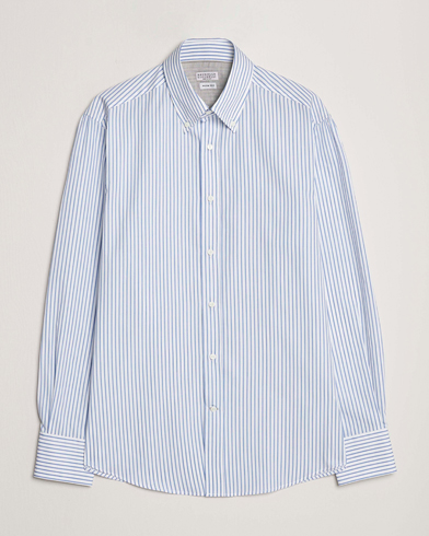 Men | Brunello Cucinelli | Brunello Cucinelli | Slim Fit Button Down Shirt Light Blue Stripe