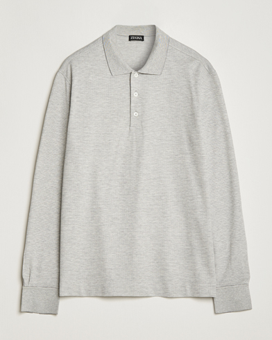 Men |  | Zegna | Cotton/Silk Long Sleeve Polo Light Grey