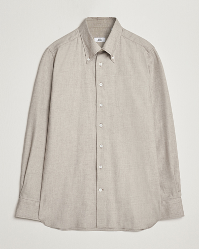 Men | 100Hands | 100Hands | Cotton/Cashmere Button Down Flannel Shirt Taupe