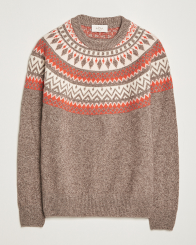 Men | Knitted Jumpers | Altea | Cashmere Blend Norwegian Sweater Beige/Red