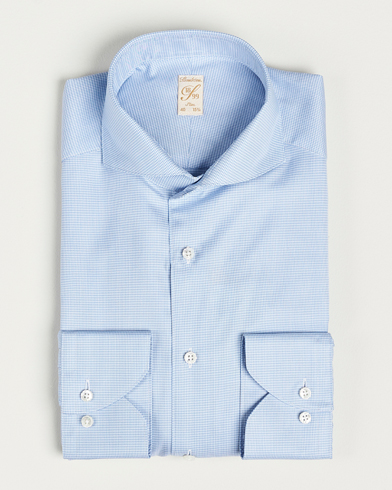 Men | Stenströms | Stenströms | 1899 Slim Supima Cotton Houndtooth Shirt Blue