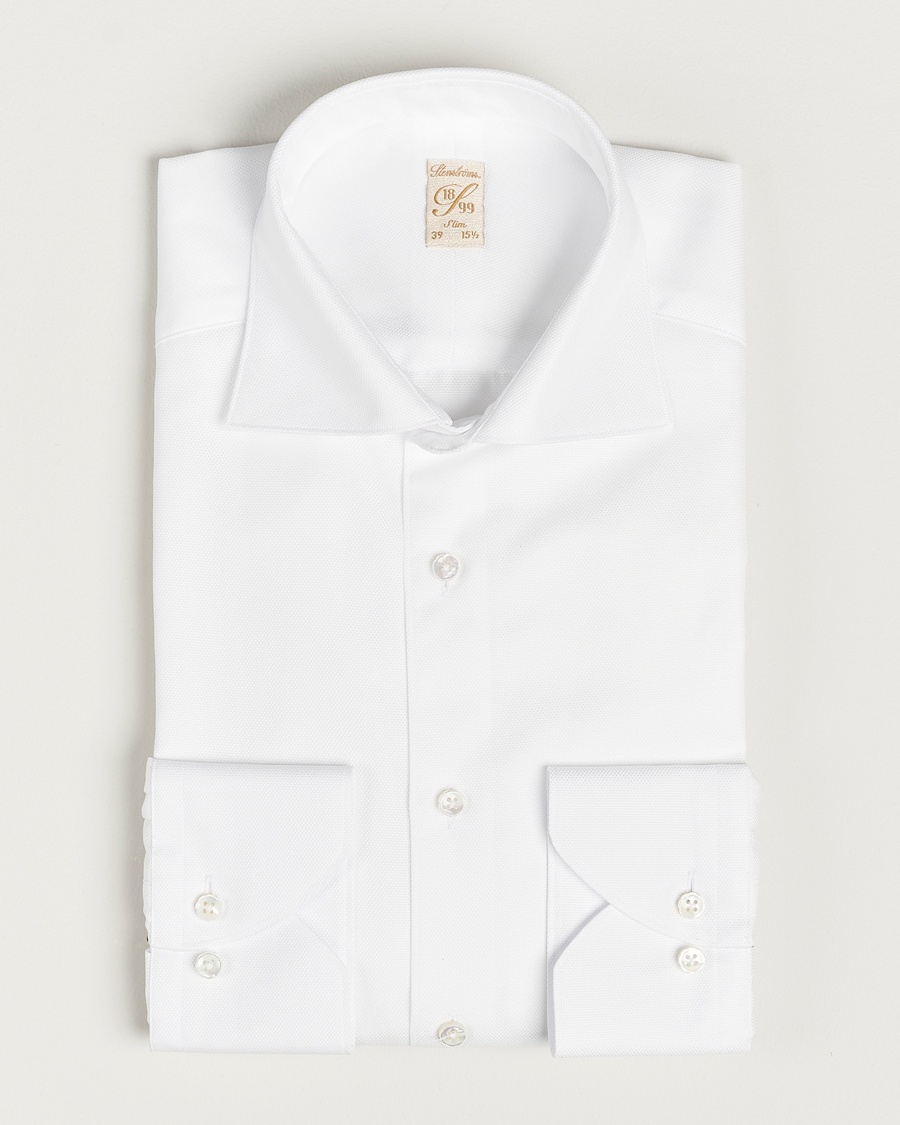 Stenströms 1899 Slim Cotton Royal Oxford Shirt White – White