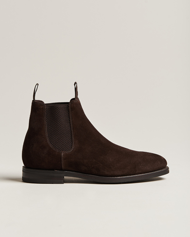 Men | Shoes | Loake 1880 | Emsworth Chelsea Boot Dark Brown Suede