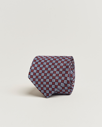 Men | Luxury Brands | Kiton | Micro Print Silk Tie Burgundy