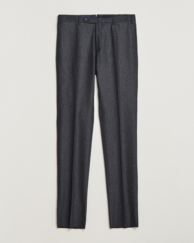 Men |  | Incotex | Slim Fit Carded Flannel Trousers Dark Grey
