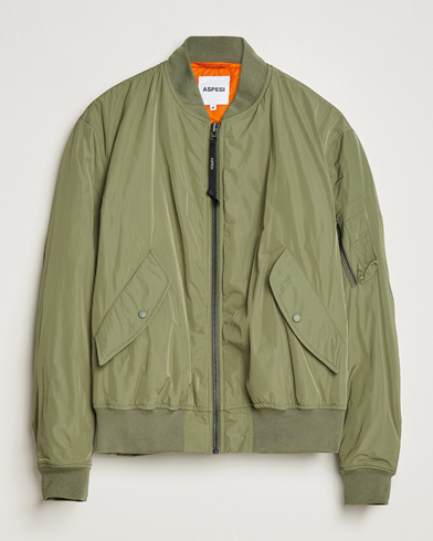 Men | Coats & Jackets | Aspesi | Gunner Nylon Flight Bomber Olive