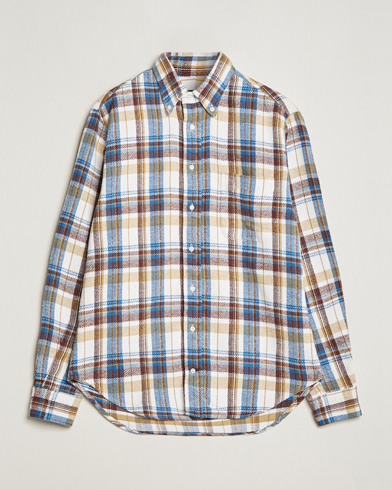 Men |  | Gitman Vintage | Button Down Triple Yarn Shirt Brown/White Check