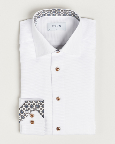 Men | Eton | Eton | Slim Fit Royal Dobby Contrast Shirt White