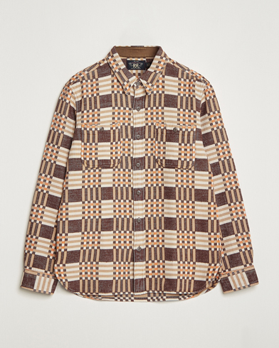 Men | Overshirts | RRL | Cody Brushed Flannel Overshirt Brown Check